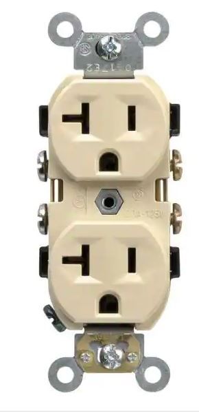 Photo 1 of 20 Amp Commercial Grade Duplex Outlet, Ivory
