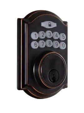 Photo 1 of Defiant Castle Aged Bronze Single Cylinder Electronic Keypad Deadbolt
