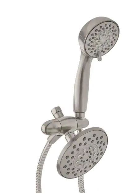 Photo 1 of 6-spray 5.51 in. Dual Shower Head and Handheld Shower Head in Brushed Nickel
