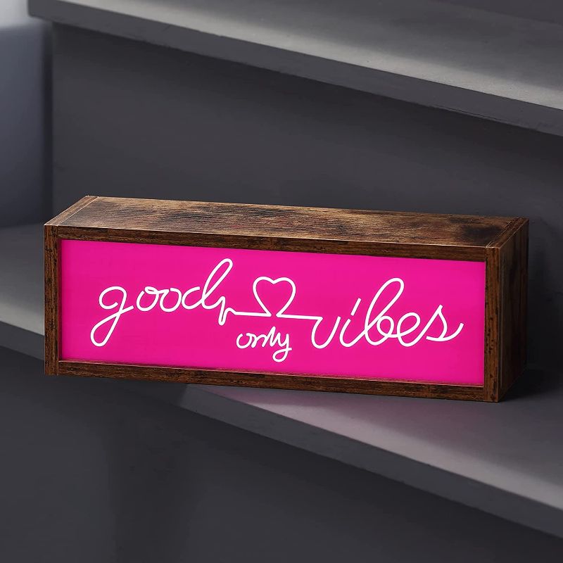 Photo 1 of Good Vibes Only Neon Signs - HSEFURNI Neon Sign USB Powered LED Lights Signs - Vintage Light Box Sign, for Office, Party, Wedding, Home, and Farmhouse Decor
