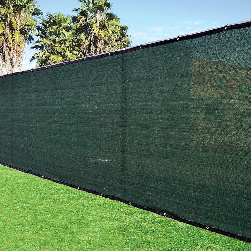 Photo 1 of 5'x50' 5ft Tall Green Fence Privacy Screen Windscreen Shade Cover Mesh Fabric (Aluminum Grommets) Home, Court, or Construction