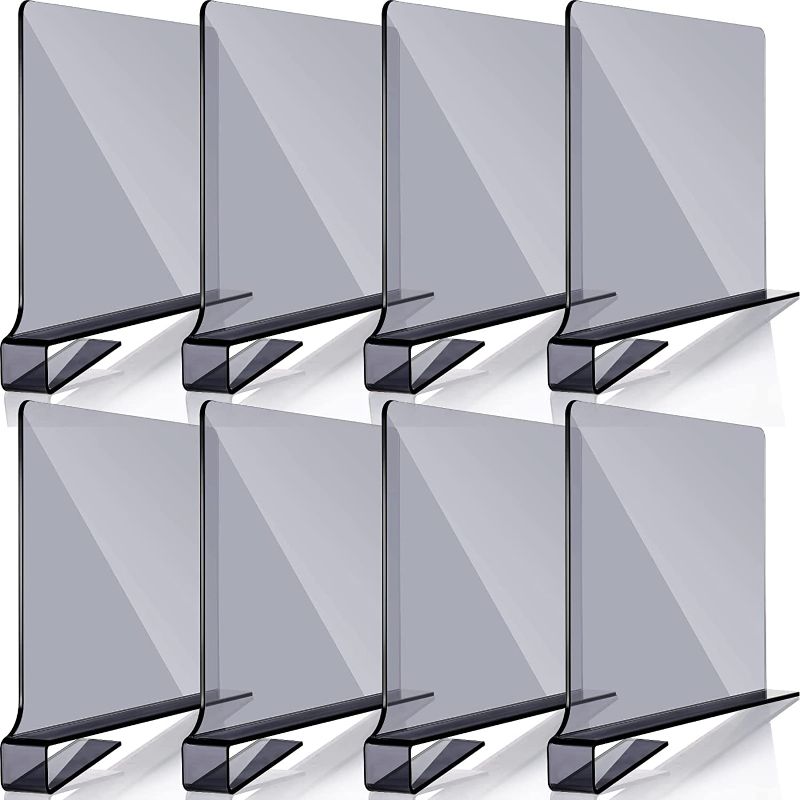 Photo 1 of 8 Pack Acrylic Shelf Dividers for Closet Wood Shelf Organizer Multi-Functional Wood Closet Separator for Storage and Organization in Bedroom No Installation Tools Required (Gray)
