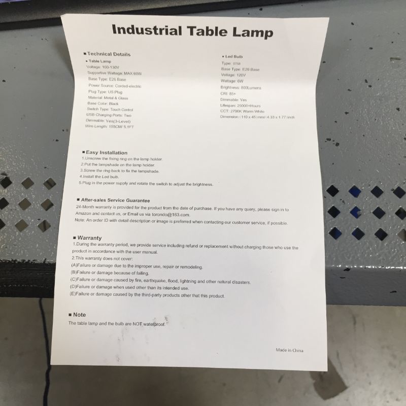 Photo 7 of Set of 2 Industrial Table Lamps, 2 x 800LM LED Bulbs Included, Fully Stepless Dimmable Lamps with 2 USB Port, Bedside Nightstand Desk Lamps with Seeded Glass Shade for Reading Office