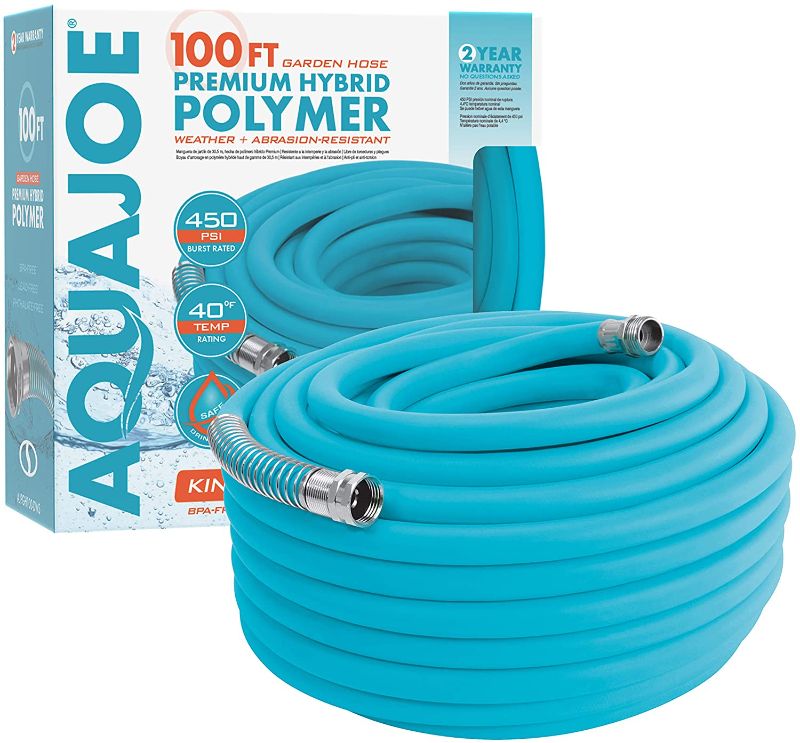 Photo 1 of Aqua Joe AJPGH100-DWS 5/8 in 100 Ft. Hybrid Polymer Flex Kink Free Hose, Blue
