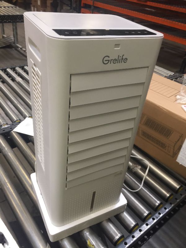 Photo 2 of Grelife Portable Evaporative Air Cooler, 3-IN-1 Oscillation Air Cooler with Fan & Humidifier, 3  12H Timer, LED Display, 1.58 Gal Water Tank and 4 Ice Packs
