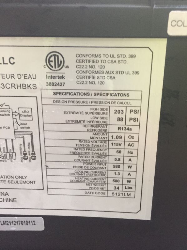 Photo 7 of Sold by Parts ---Igloo IWCBL353CRHBKS Stainless Steel Hot, Cold & Room Water Cooler Dispenser, Holds 3 & 5 Gallon Bottles, 3 Temperature Spouts, 

