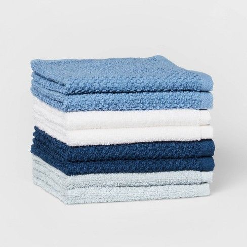 Photo 1 of 8pc 12"x12" Washcloth Set Blue - Pillowfort™ 2 pack 

