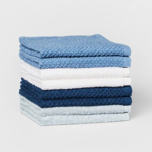 Photo 1 of 8pc 12"x12" Washcloth Set Blue - Pillowfort™ 2 pack 
