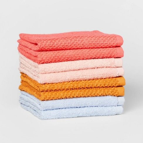 Photo 1 of 8pc 12"x12" Washcloth Set Melon - Pillowfort™ 2 pack 
