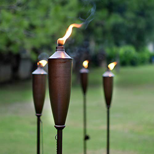 Photo 1 of Deco Home Set of 4 Tiki Torch - 60inch Citronella Garden Outdoor/Patio Flame Metal Torch - Brown
