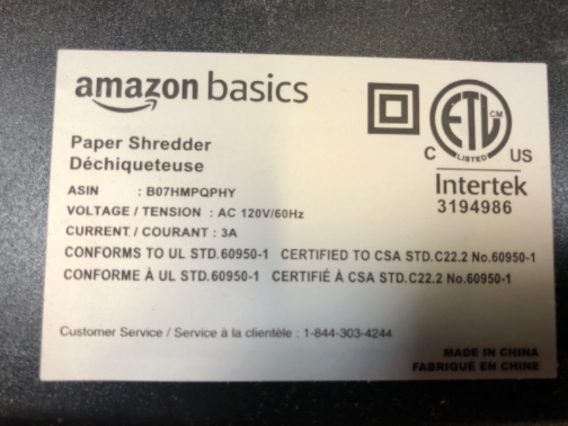 Photo 6 of Amazon Basics 12-Sheet Cross-Cut Paper and Credit Card Home Office Shredder
