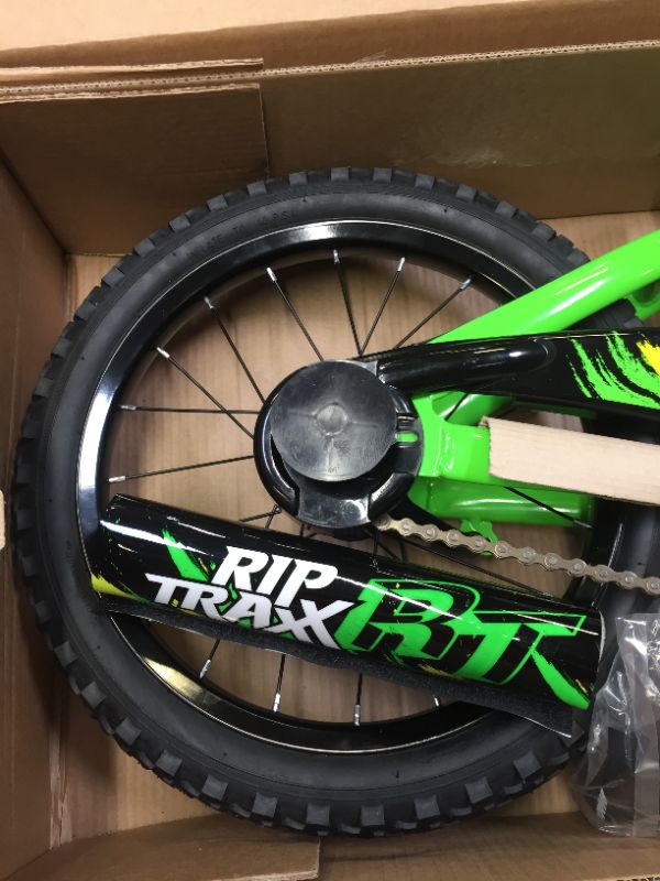 Photo 4 of 16" Boys Bike, Magna Rip Traxx, Green, with Training Wheels, ages 4-8
