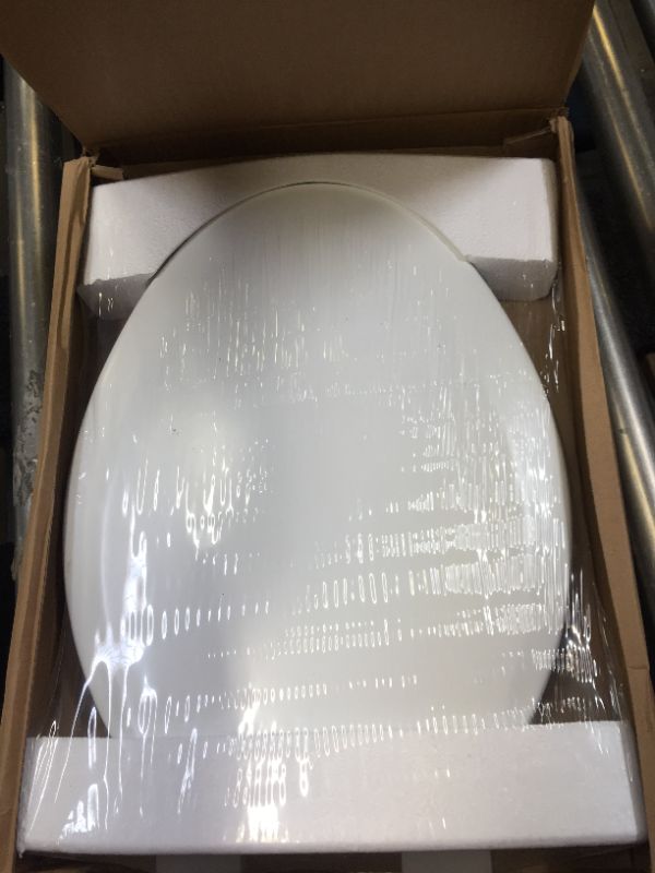 Photo 2 of AINAZHI Elongated White Wooden Toilet Seat with Lid, Fast and Secure installation, Easy Clean, Glossy
