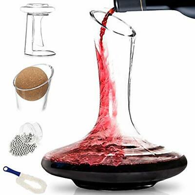 Photo 1 of BTaT- XL Decanter with Drying Stand, Stopper, Brush and Beads, Hand Blown Crystal Glass, Wine Decanter, Wine Carafe
