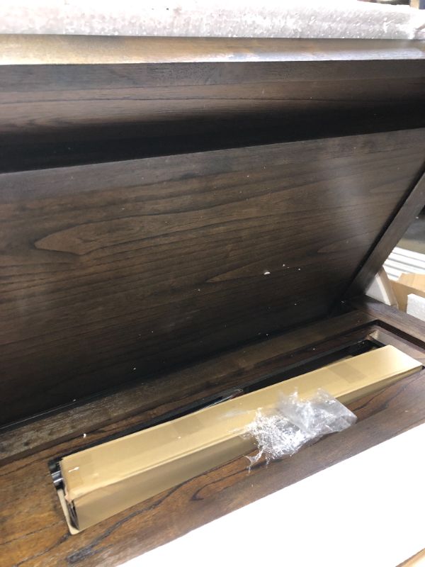 Photo 1 of Elkton Collection CM7072CK-BED California King Size Platform Bed with 2 Drawers on Footboard, Antique Handle Pulls and Wood Veneers Construction in Oak Finish
