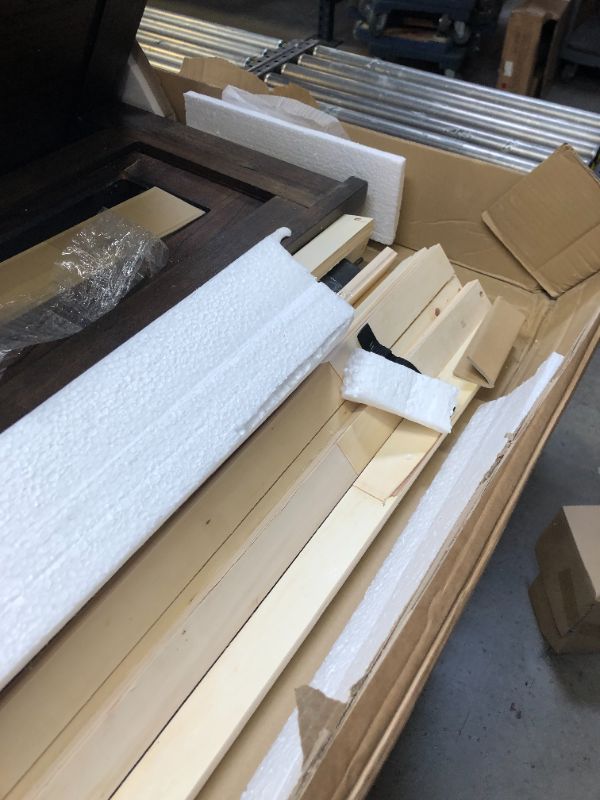 Photo 1 of Elkton Collection CM7072CK-BED California King Size Platform Bed with 2 Drawers on Footboard, Antique Handle Pulls and Wood Veneers Construction in Oak Finish
