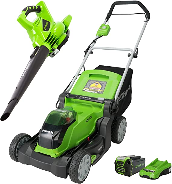 Photo 1 of Greenworks 40V 17" (2-in-1) Push Lawn Mower, 4.0Ah Battery and Charger Included & 40V 4.0Ah Battery