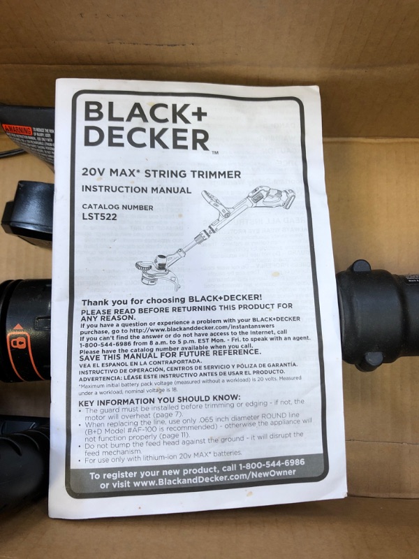 Photo 4 of Black & Decker Black And Decker 20v Max Straight Shaft Battery String Trimmer