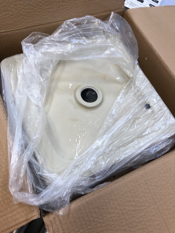 Photo 3 of BATHROOM VESSEL SINK 14 INCH ABOVE COUNTER SQUARE WHITE CERAMIC COUNTERTOP SINK FOR CABINET LAVATORY VANITY, BVS122