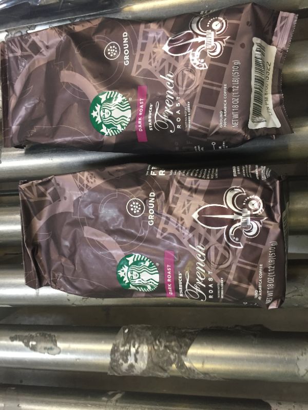 Photo 1 of 2 PACK, Starbucks Ground Coffee—Dark Roast Coffee—French Roast—100% Arabica—1 bag (18 oz)  BEST BY 05/05/22