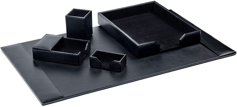 Photo 1 of Dacasso Bonded Leather Desk Set, 5pcs, Black
