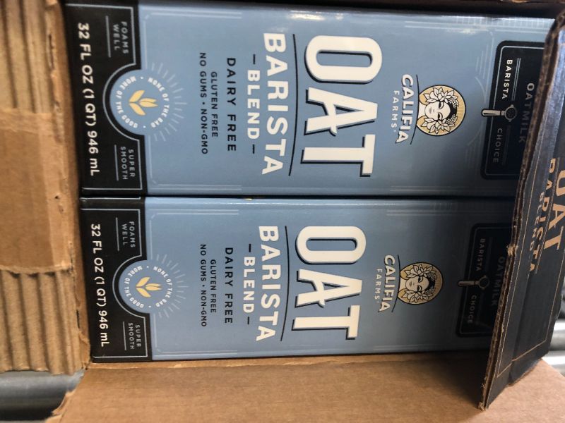 Photo 2 of (6 pack) Califia Farms Unsweetened Oatmilk Barista Blend, 32 Oz , Whole Rolled Oats , Dairy Free , Gluten-Free , Vegan , Plant Based , Non-GMO. BEST BY  29 APR 2022
