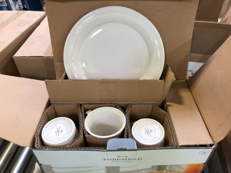 Photo 2 of 16pc Porcelain Woodbridge Dinnerware Set White - Threshold™

