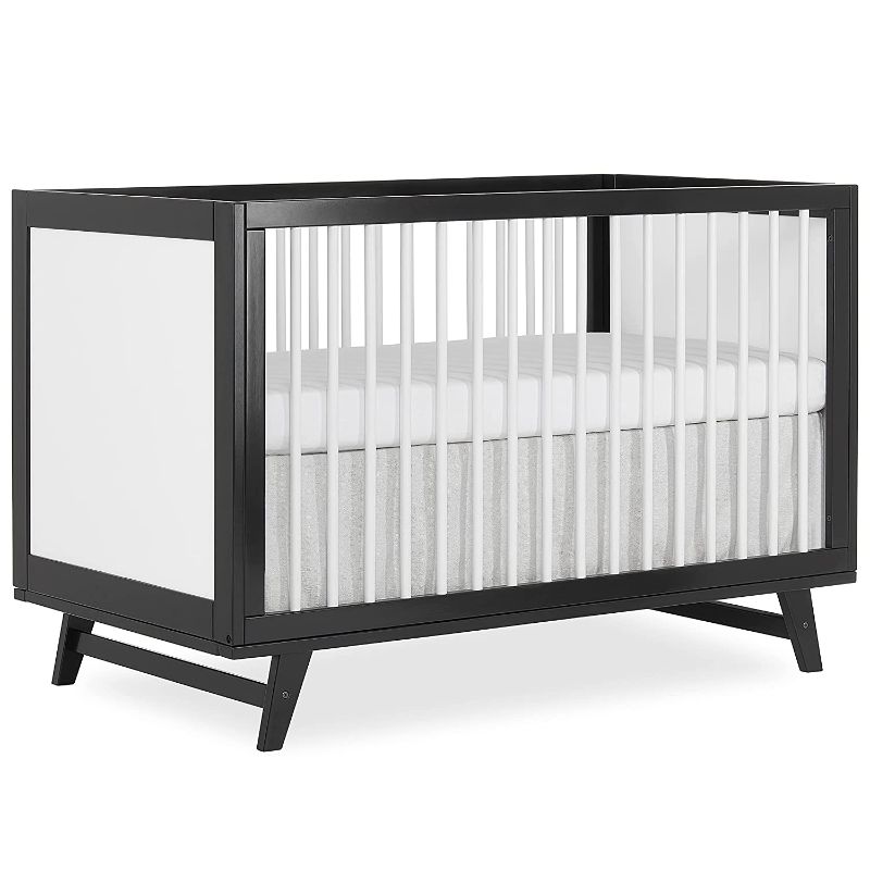 Photo 1 of Dream On Me Carter 5-in-1 Full Size Convertible Crib / 3 Mattress Height Settings / JPMA Certified / Made of New Zealand Pinewood / Sturdy Crib Design, Black & White
