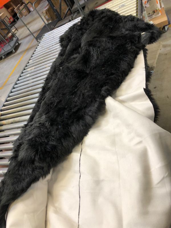 Photo 2 of 8 X 10 BLACK FAUX FUR SHAG RUG, DIRTY 