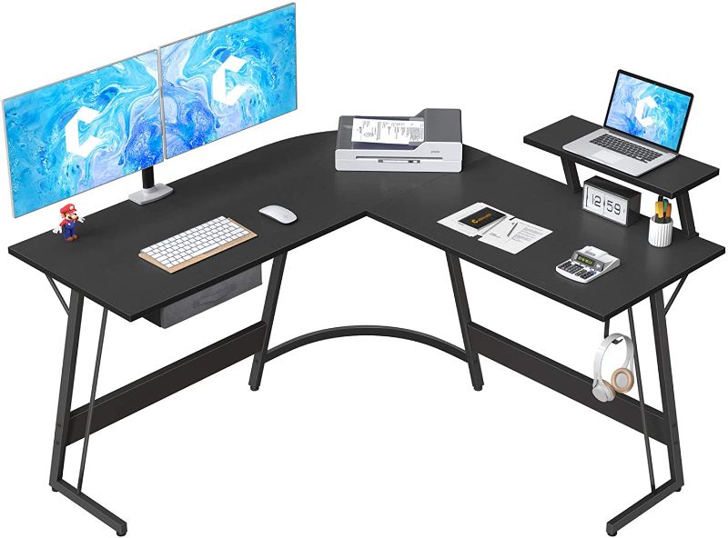 Photo 1 of CubiCubi L Shaped Gaming Desk, 51.2" Home Office Gaming Desk, Corner Desk with Large Monitor Stand, Non-Woven Drawer, Black
