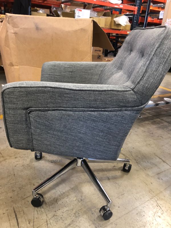 Photo 1 of GREY TUFTED ROLLING CHAIR 