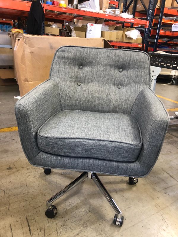 Photo 1 of GREY TUFTED ROLLING CHAIR 