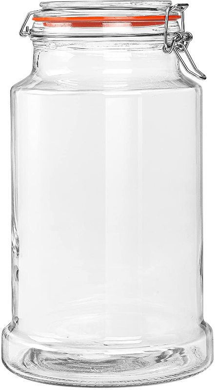 Photo 1 of 1.2 Gallon Airtight Glass Jars with Hinged Lids, Qianfenie Wide Mouth Glass Storage Jars for Flour, Pasta, Cookies, Large Capacity, Sturdy and Heavy Duty, 1 Pack