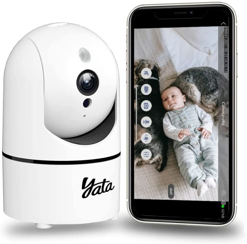 Photo 1 of Indoor Security Camera, Yata 2K Pan & Tilt Camera, IR Night Vision, Sound and Motion Detection for Pet Baby Monitor, Two Way Audio WiFi Surveillance Home IP Wireless Cam with Phone App