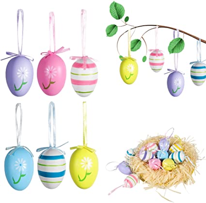 Photo 1 of 12PCS Easter Ornaments Hanging Egg, Colorful Plastic Eggs Ornaments, Easter Tree Ornaments Decorations , Kids Home School Party Supplies Gifts
( pack of 2 ) 