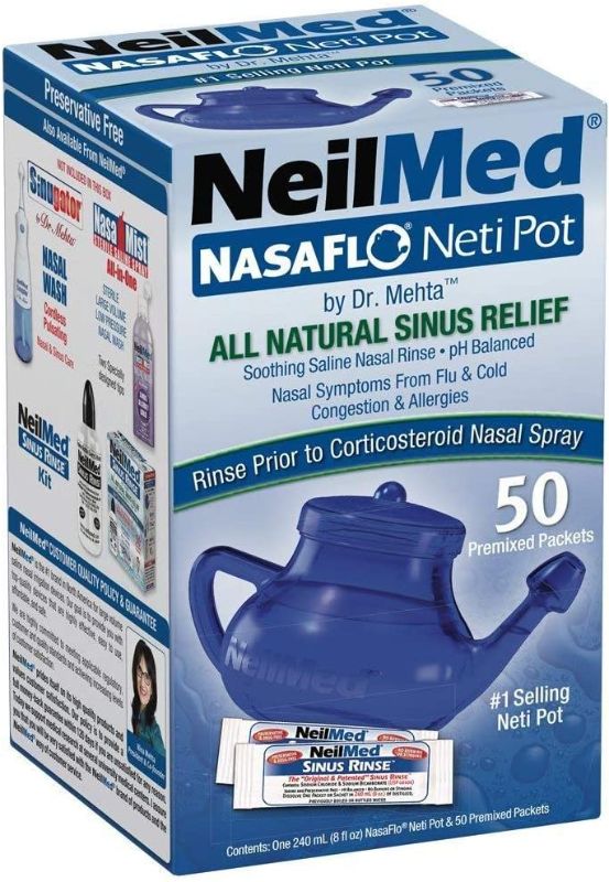 Photo 1 of  NasaFlo Sinus Health Neti Pot with 50 Premixed Packets-by NeilMed exp 10/2024