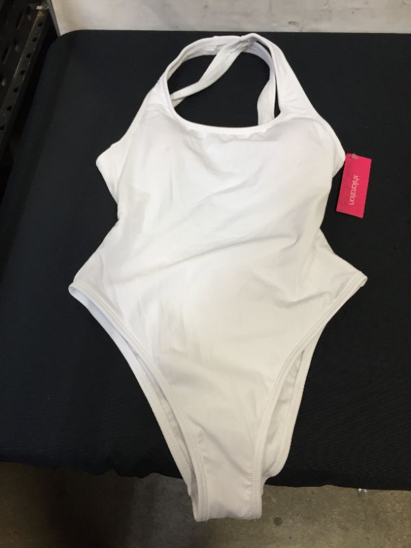 Photo 2 of Juniors' Ribbed One Piece Swimsuit - Xhilaration White XS