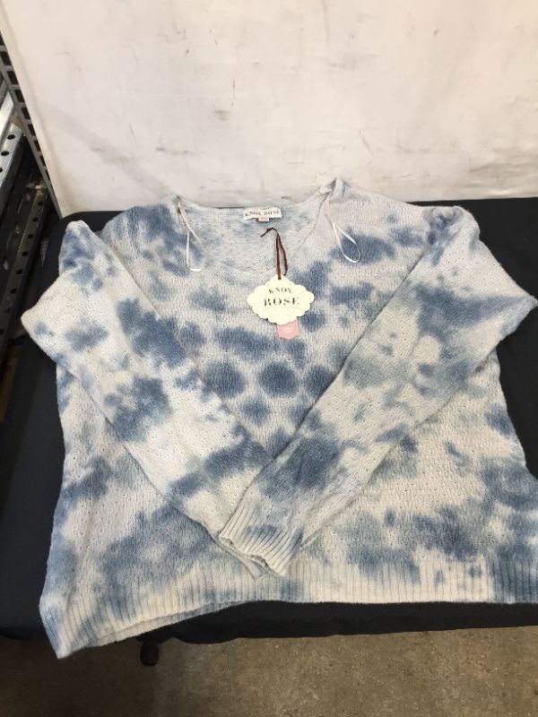 Photo 2 of Women's V-Neck Pullover Sweater - Knox Rose Teal Tie-Dye XL, Blue Tie-Dye