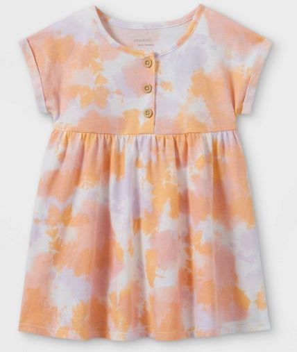 Photo 1 of Grayson Mini Toddler Girls' Tie-Dye Henley Knit Dress - Pink, 2 Pack 

