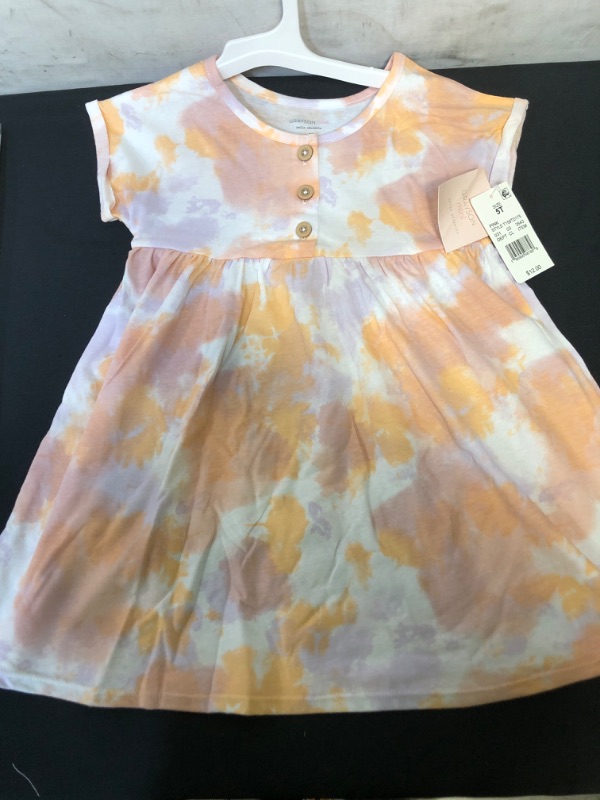 Photo 2 of Grayson Mini Toddler Girls' Tie-Dye Henley Knit Dress - Pink, 5T,  

