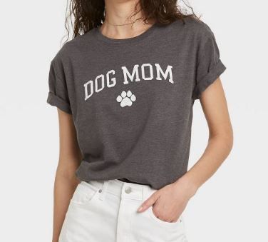 Photo 1 of Size Small, Women's Dog Mom Short Sleeve Graphic T-Shirt - Gray, 2 Pack
