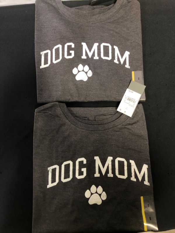 Photo 3 of Size Small, Women's Dog Mom Short Sleeve Graphic T-Shirt - Gray, 2 Pack
