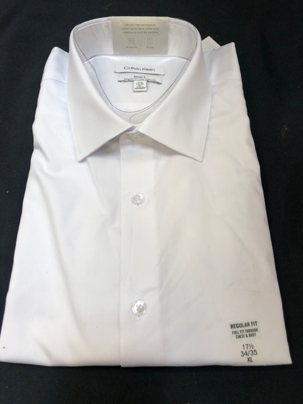 Photo 2 of Calvin Klein White 17.5 X 34/35 Regular Fit Casual Men Dress Shirt S12