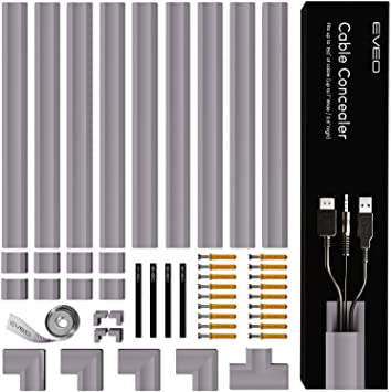 Photo 1 of 153” Cable Concealer - Cord Cover Wall - Paintable Cord Hider , Wire hiders for TV on Wall - Cable Management Cord Hider Wall Including Connectors & Adhesive Strips Cable Raceway- MOUNTAIN GREY 
