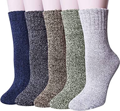Photo 1 of 5 Pairs Womens Winter Warm Knit Wool Casual Crew Socks ( PACK OF 2 ) 
