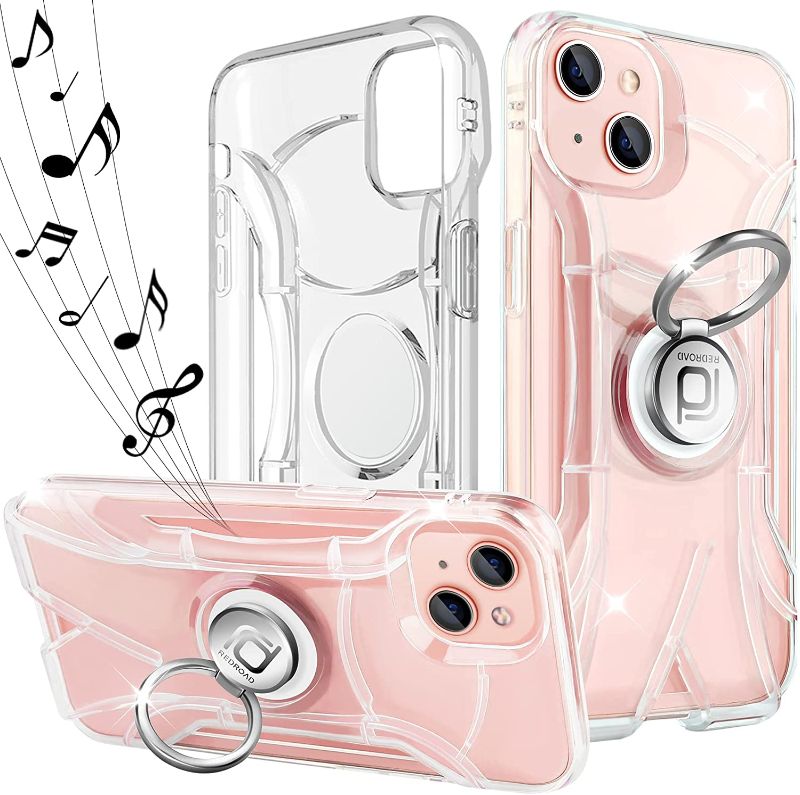Photo 1 of Redroad Shockproof for iPhone 13 Case - 3D Protection Stereo Amplification Phone Case Cover with 360° Rotate Magnetic Ring Stand Transparent (3 pack) FACTORY SEALED