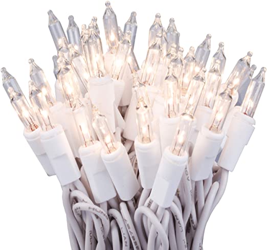 Photo 1 of 612 Vermont 100 Clear Mini Christmas String Lights on White Wire Cord, UL Approved for Indoor / Outdoor Use, 18 Foot of Lighted Length, 20 Foot of Total Length
