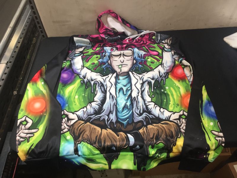 Photo 2 of Anime Hoodies Mens Hooded Sweatshirt Graphic Pullover Long Sleeve Shirts, Rick & Morty, Rick, XL