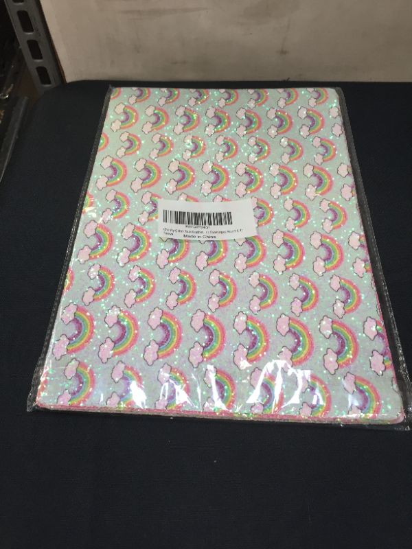 Photo 2 of 6Pcs Glitter Faux Leather Sheet Rainbow Chunky Glitter Metarial Sheet for Earring Hair Bows
