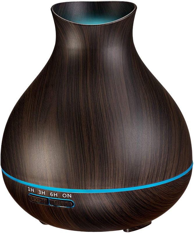 Photo 1 of Aromatherapy Essential Oil Diffuser Humidifier 550ml 12 Hours High Mist Output for Large Room, Home, Waterless Auto-Off, 7 Color LED Lights Wood Grain Cool Mist Humidifier Ultrasonic Diffusers
